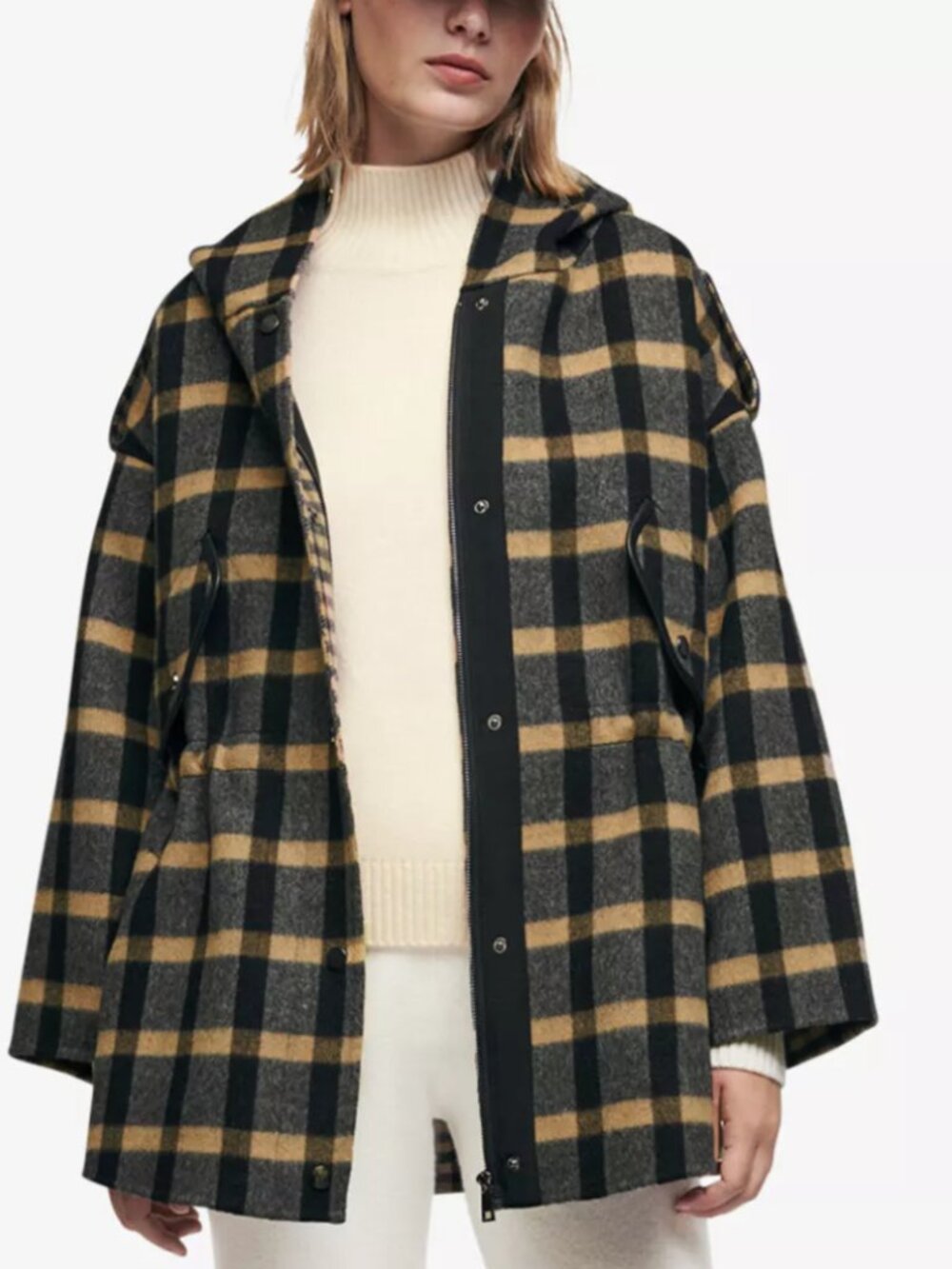 MAJE Check Wool Coat
